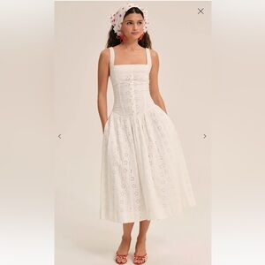 For Love & Lemons White Eyelet Midi Dress